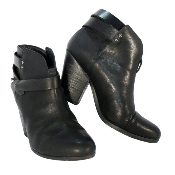 RAG & BONE Harlow $495 Moto Ankle Strap Heeled Booties Ankle Boots 38.5/8.5 - Picture 2 of 10
